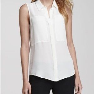Theory White Sleeveless Blouse